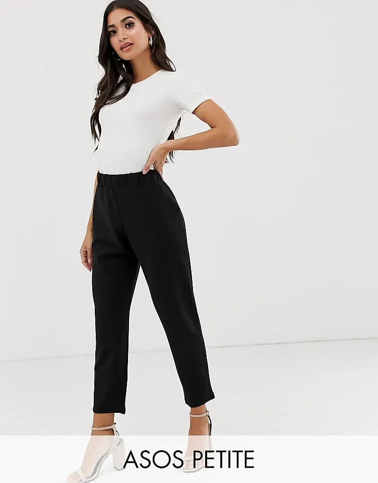 Maternity Pull On Tapered Black Trouser I Jersey Crepe