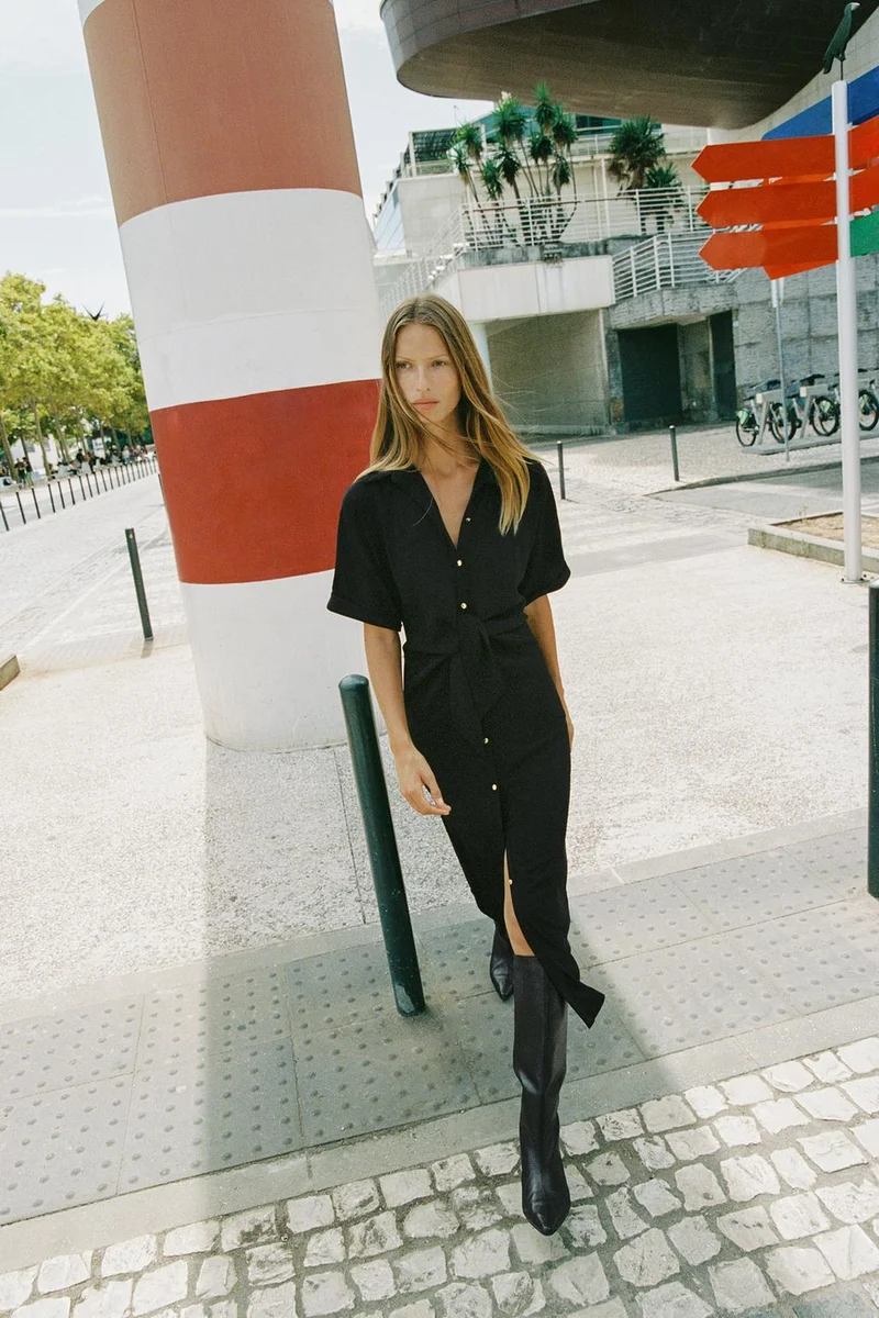 KNOT MIDI DRESS Black