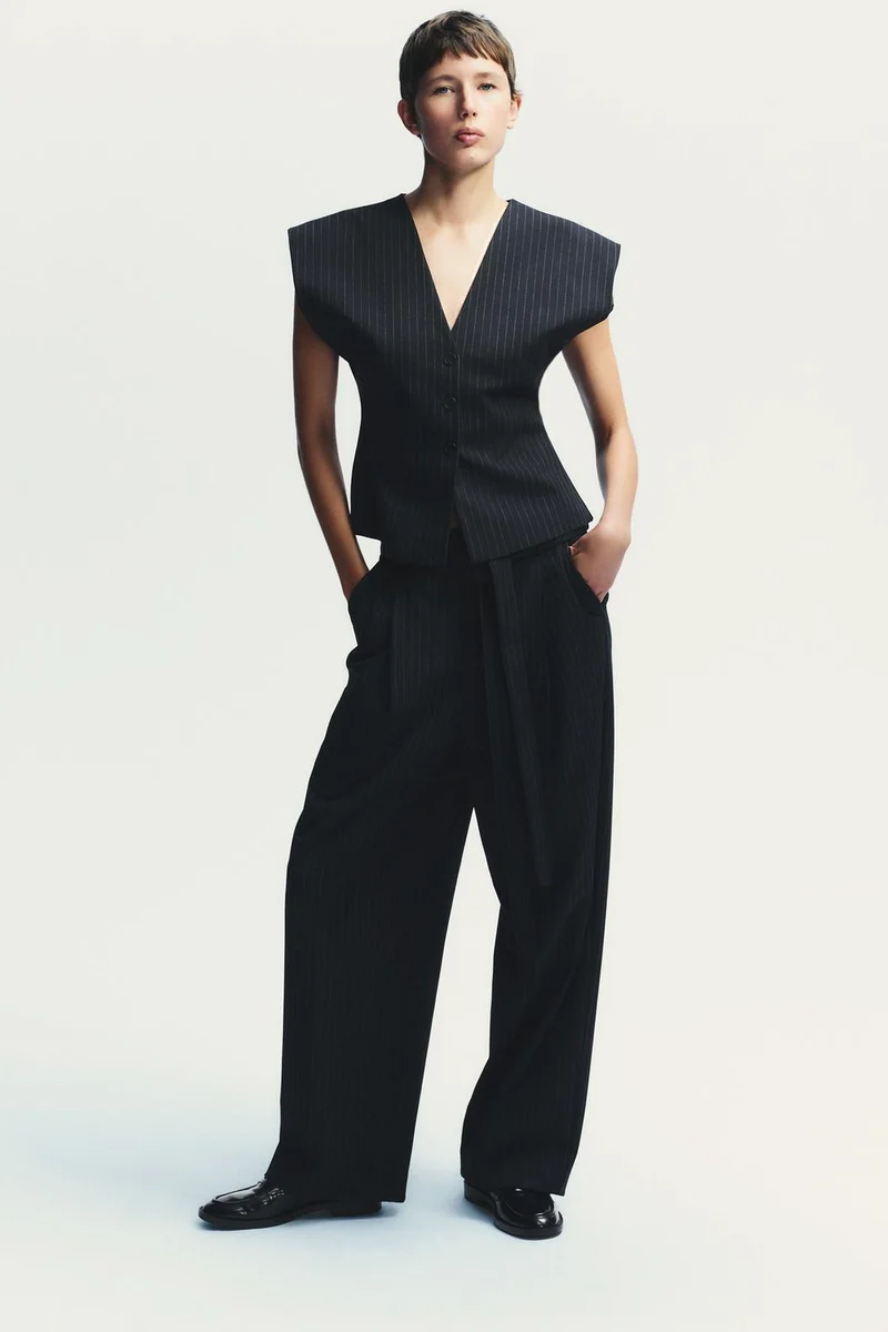 PINSTRIPE WAISTCOAT Navy