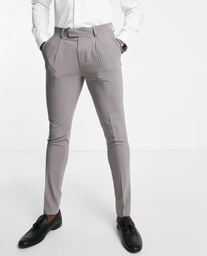 Noak 'Tower Hill' super skinny suit trousers in grey worsted wool blend with stretch