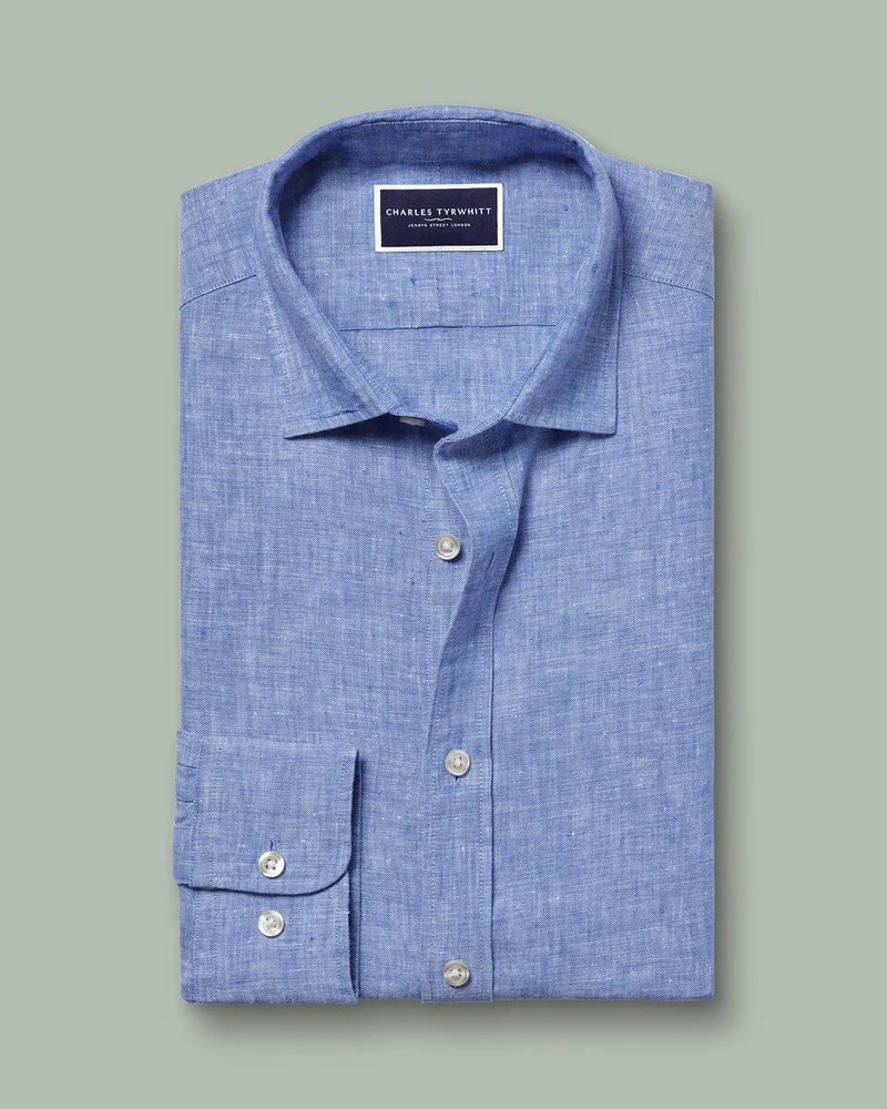 Pure Linen Extra Slim Fit Shirt - Cobalt Blue