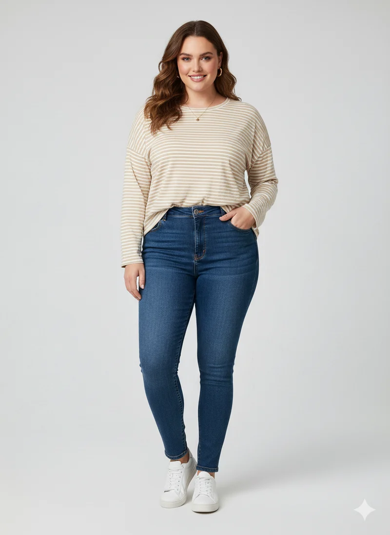 Biege Stripe Longsleeve Top