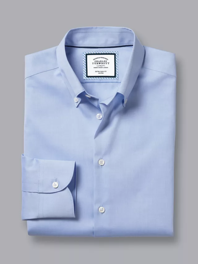 Button-Down Collar Non-Iron Extra Slim Fit Shirt Sky Blue