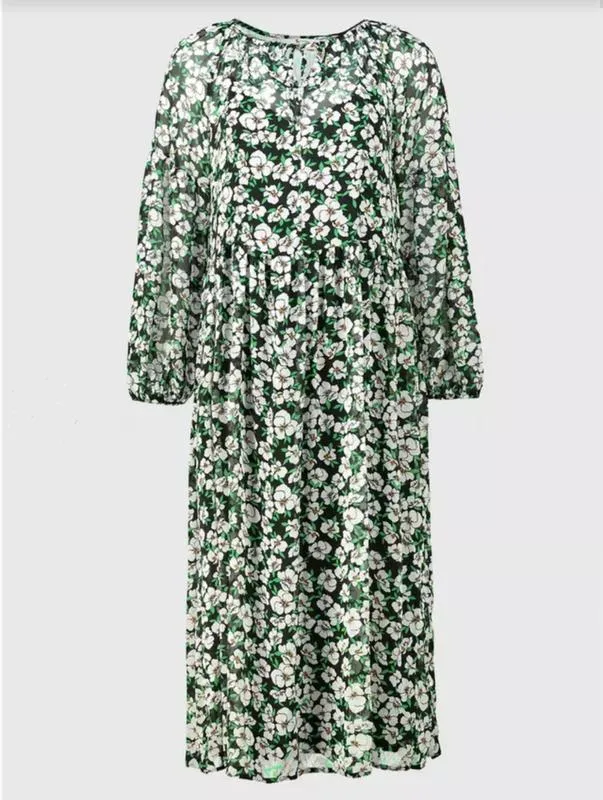 Green Floral Midi Dress