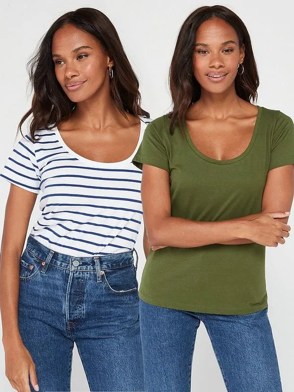 Everyday 2 Pack Essential Scoop Neck T-shirt - Multi