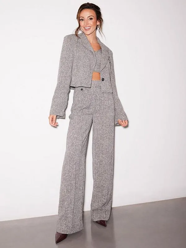 Michelle Keegan Co-Ord Textured Tailored Blazer - Grey
