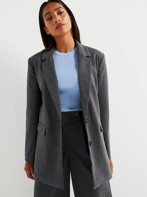 V by Very Single Breasted Blazer 3 Piece Co-Ord - Grey