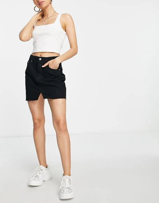 Petite denim 'original' mini skirt in black