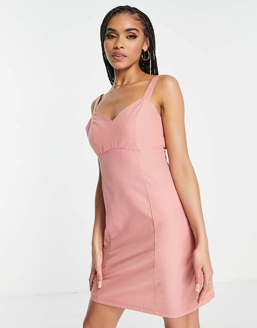 Mini Cami Dress With Bow Back in Baby Pink