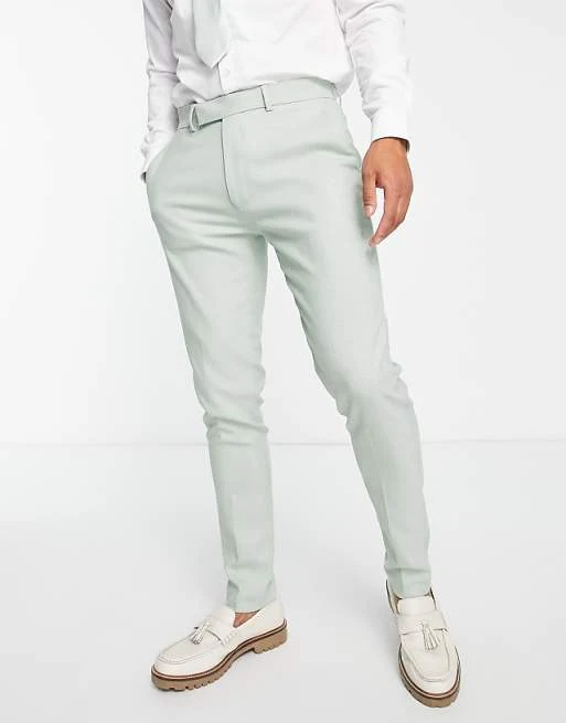 ASOS DESIGN Skinny Smart Trousers in Pastel Green