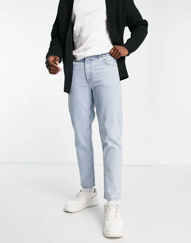ASOS DESIGN classic rigid jeans in light stone with elasticated waist