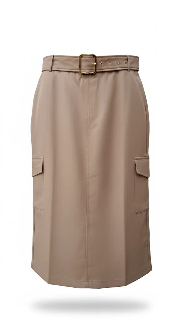 Belted Cargo Skirt Beige