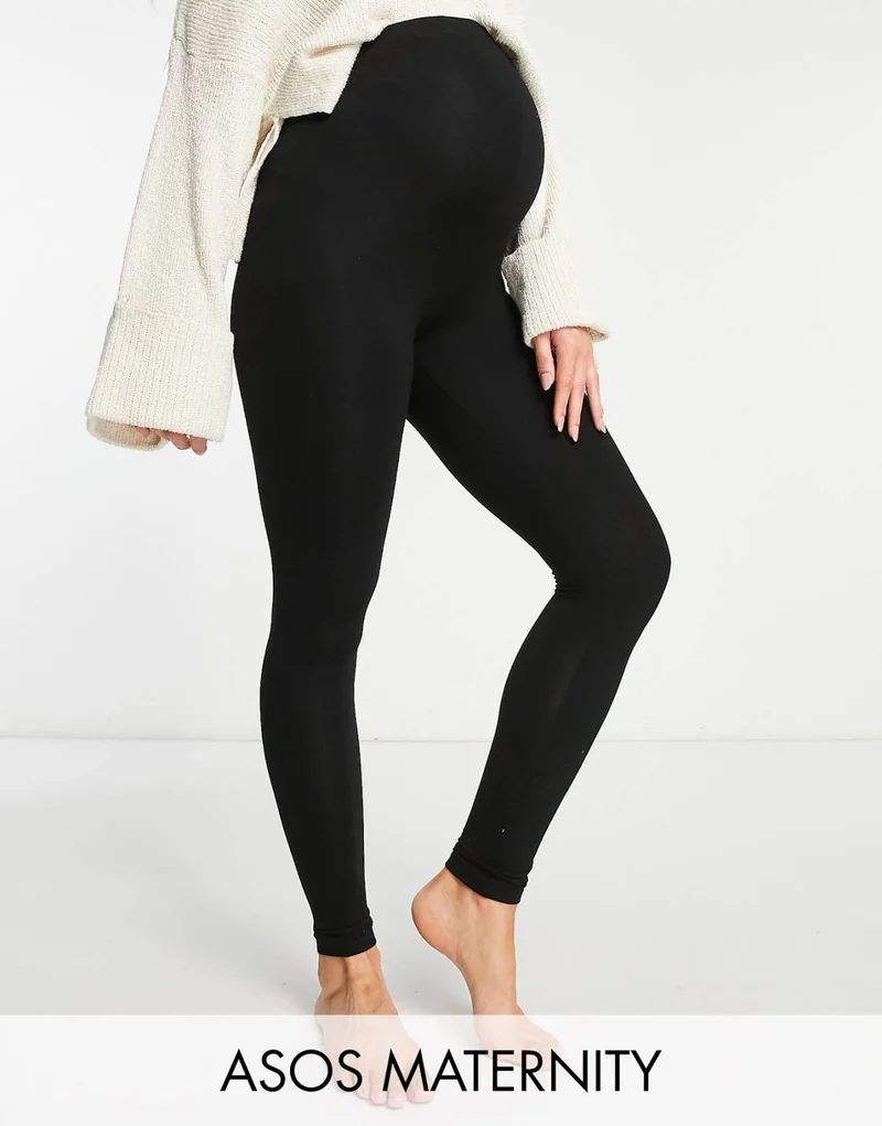 Maternity 2 Pack Over the Bump Leggings in Black
