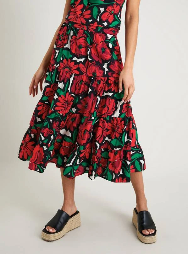 Rose Floral Tiered Skirt