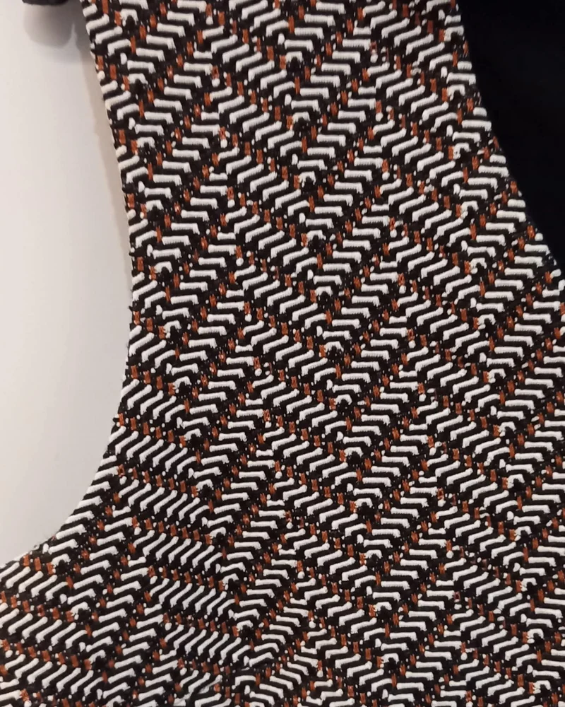Toffee Chevron Jacquard Sleeveless V-Neck Jersey Shift Dress