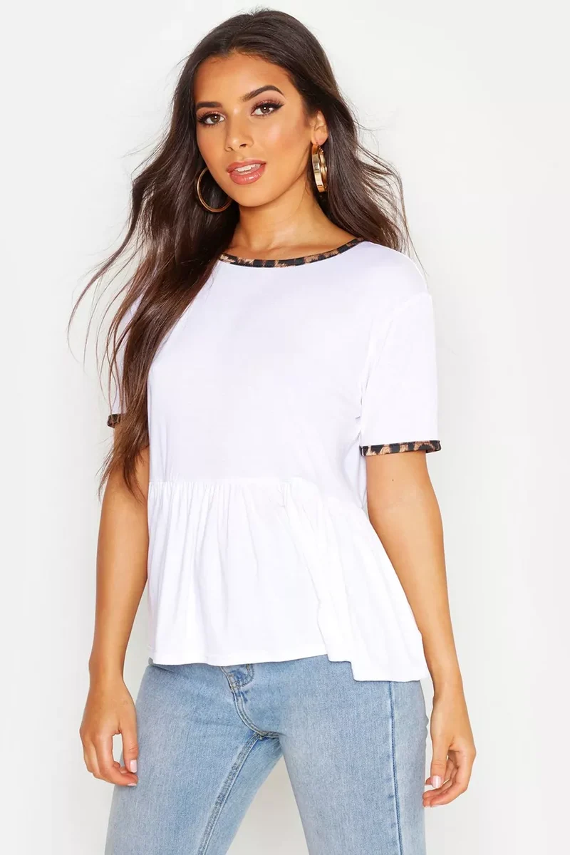Leopard Ringer Smock T-Shirt