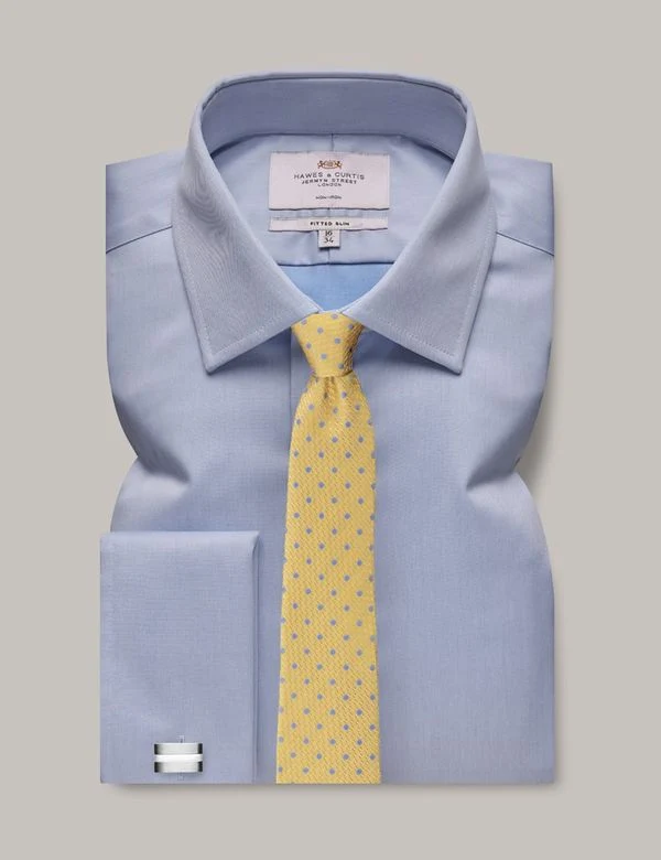 Classic Fit Non Iron Double Cuff Shirt Blue