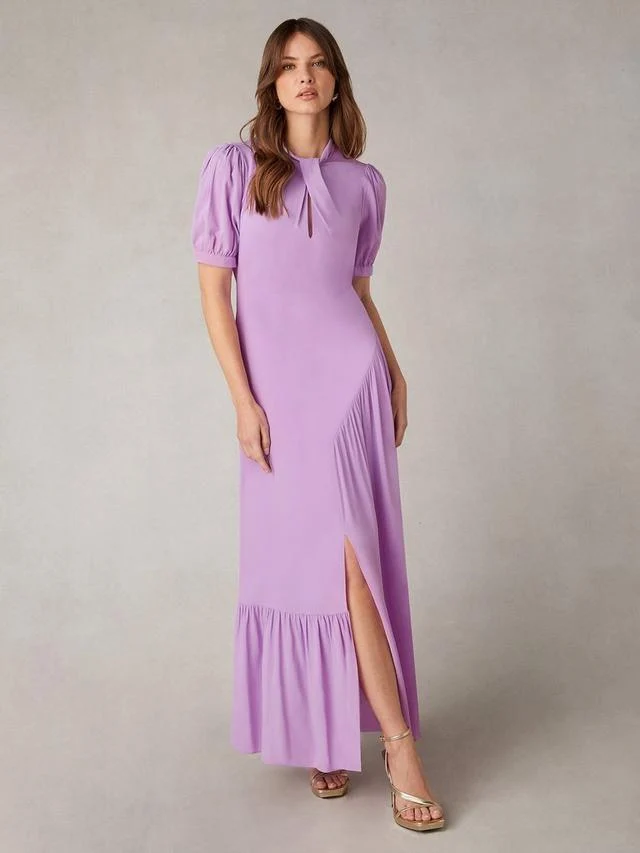 Scarlett Twist Neck Dress, Purple