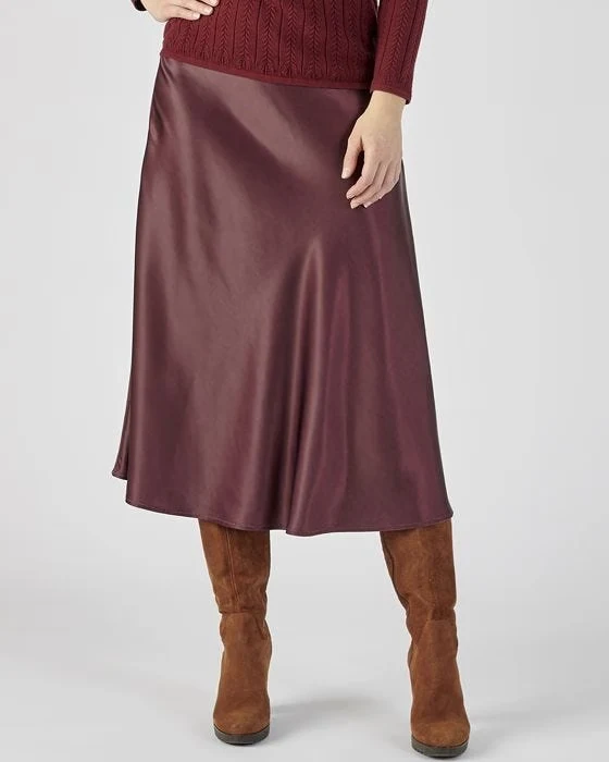 Satin Slip Skirt Burgundy