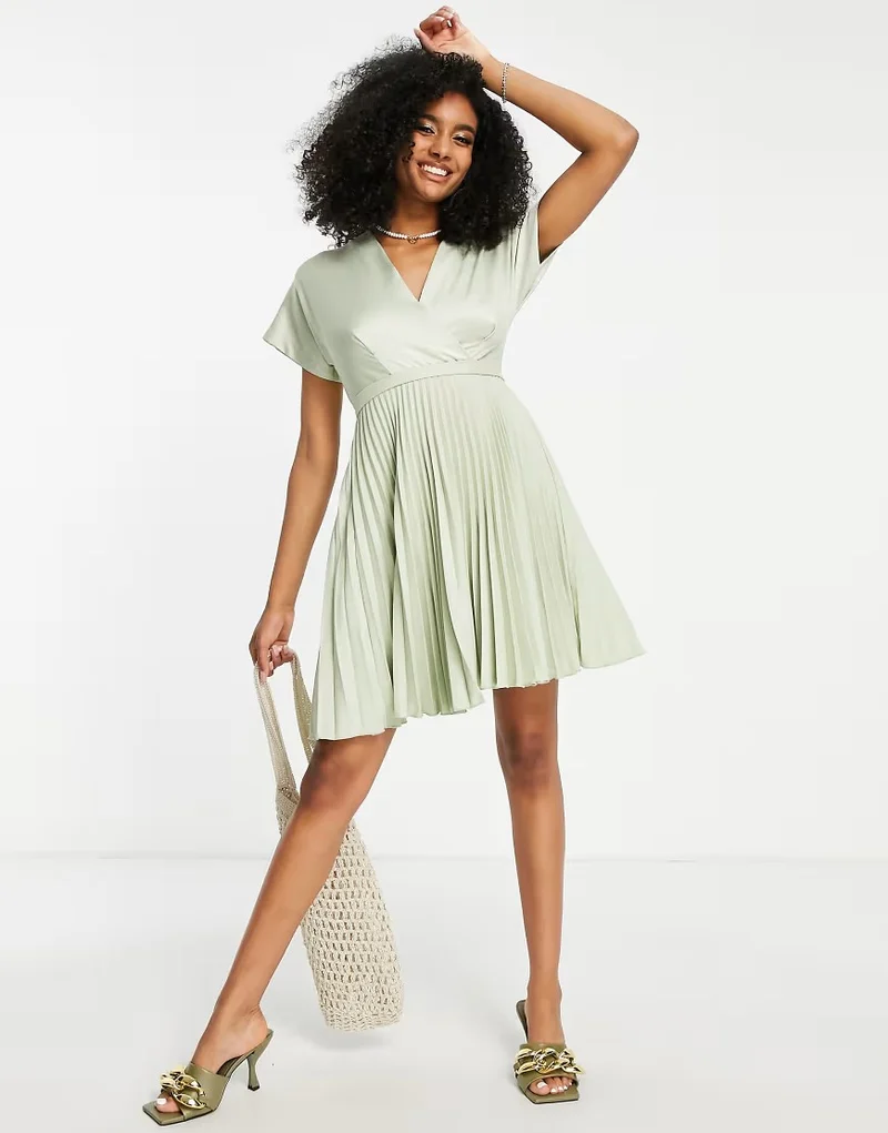 Closet London Kimono Pleated Dress