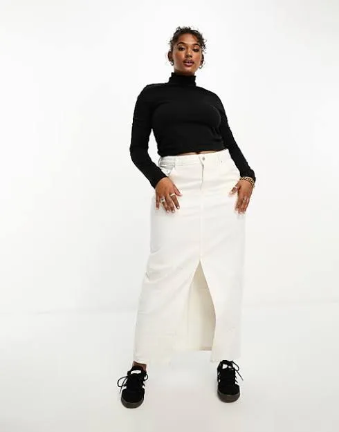 Plus roll neck top in black