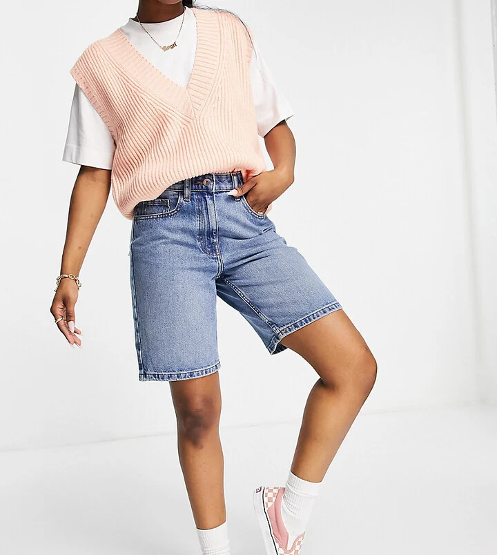 90s baggy dad shorts in blue cotton - MBLUE