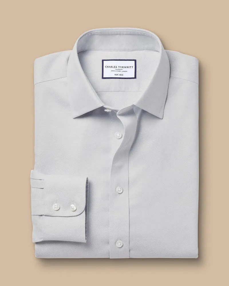 Classic Collar Non-Iron Twill Shirt - Silver Grey