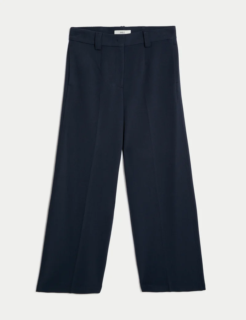 Dark Navy Wide Leg High Rise Trouser