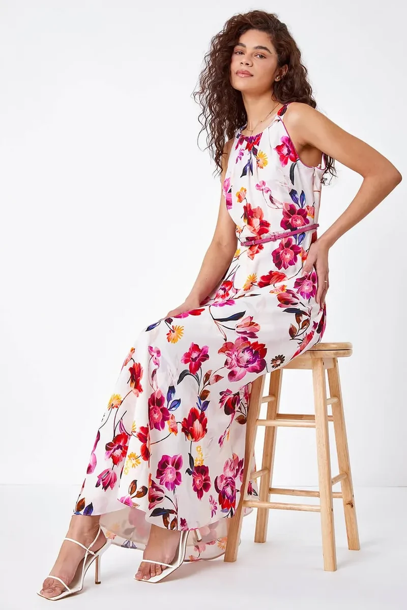 Floral Belted Maxi Dress
