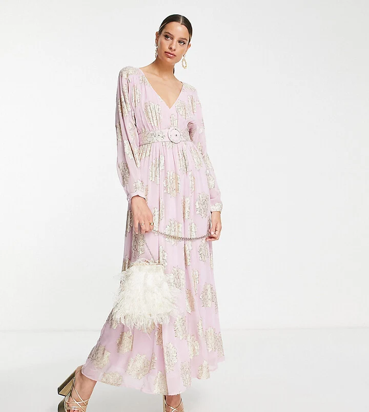 Belted Batwing Maxi Tea Dress