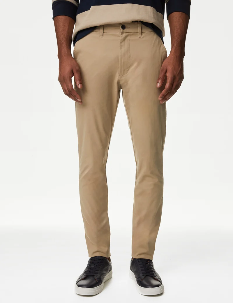 Skinny Fit Stretch Chinos Dark Stone