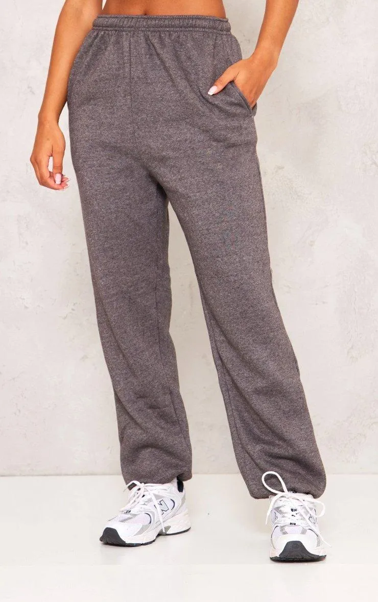 Charcoal Marl Sweat Cuffed High Waist Joggers
