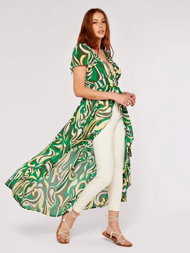 Swirl Print Chiffon Coverup