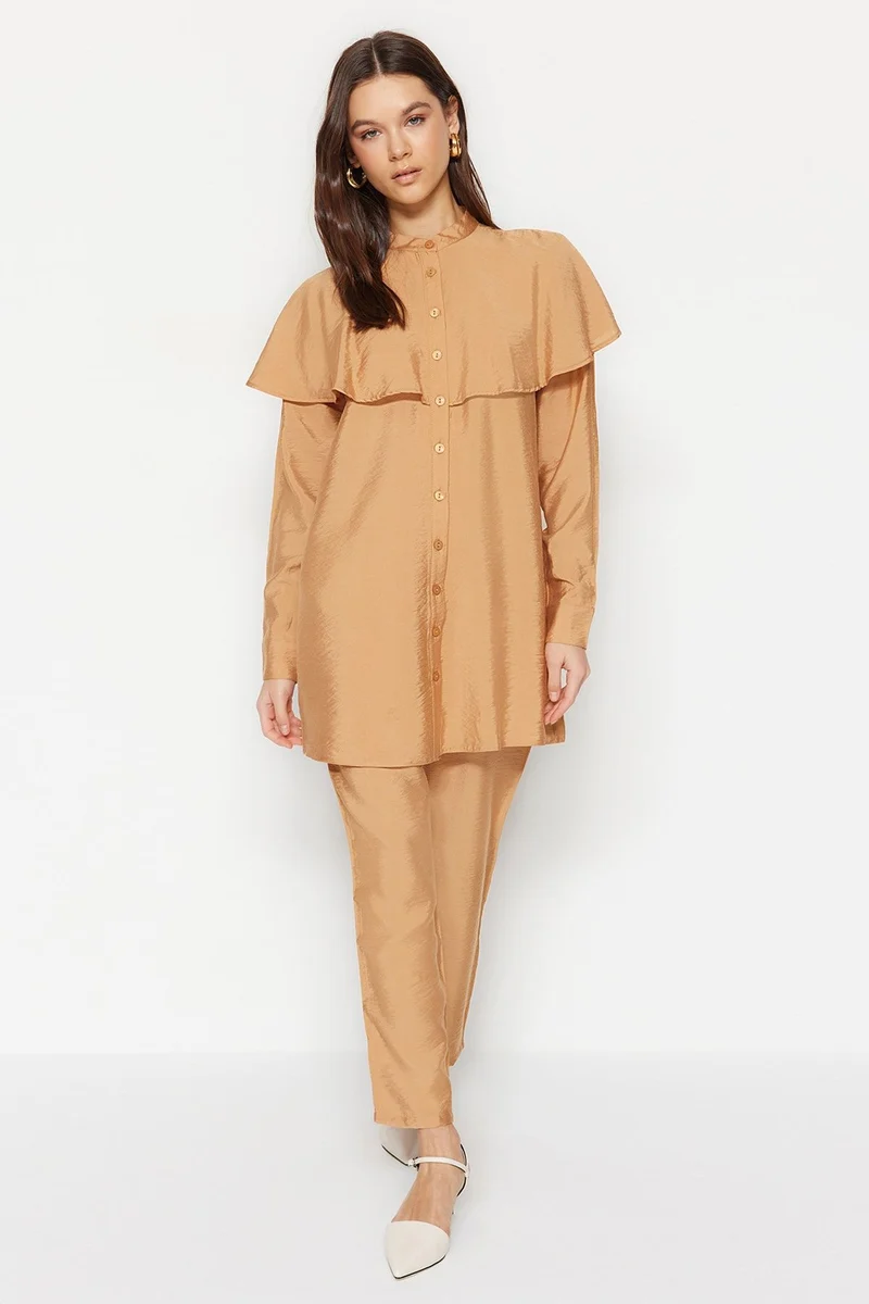Camel 2 Piece Longsleeve Shirt And Trouser Set