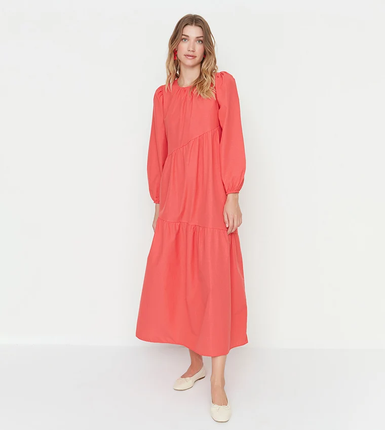Coral Woven Maxi Dress