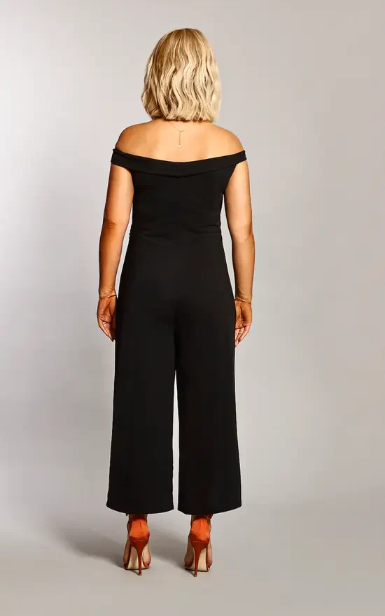 Black Bardot Maternity Twist Front Culotte Jumpsuit