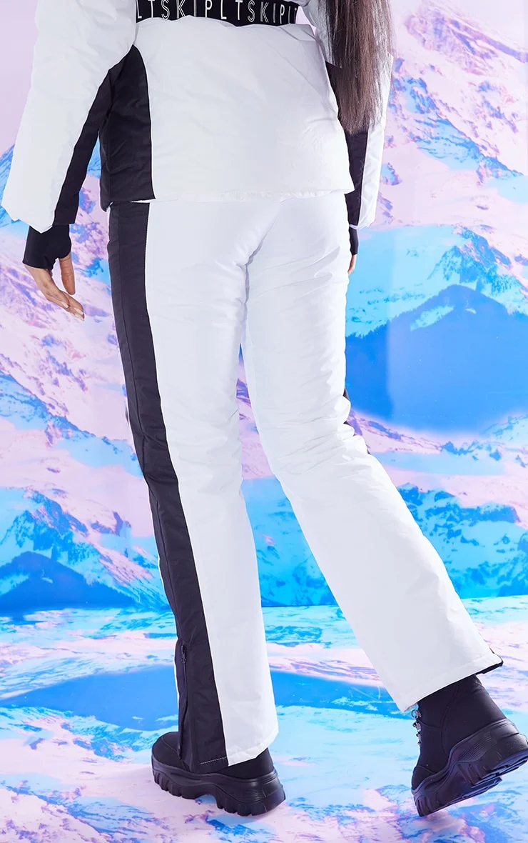 White And Black Fit And Flare Ski Trousers