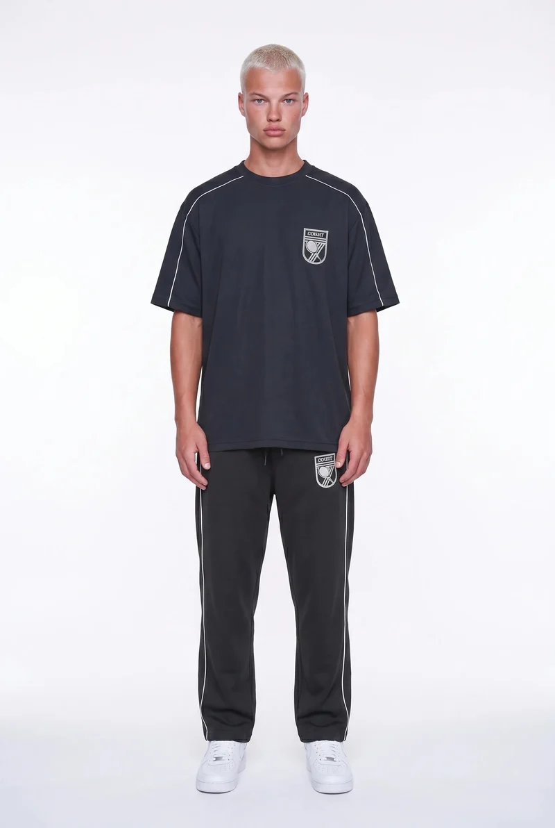 Men's Court Print Regular Fit Tracksuit Set, Black