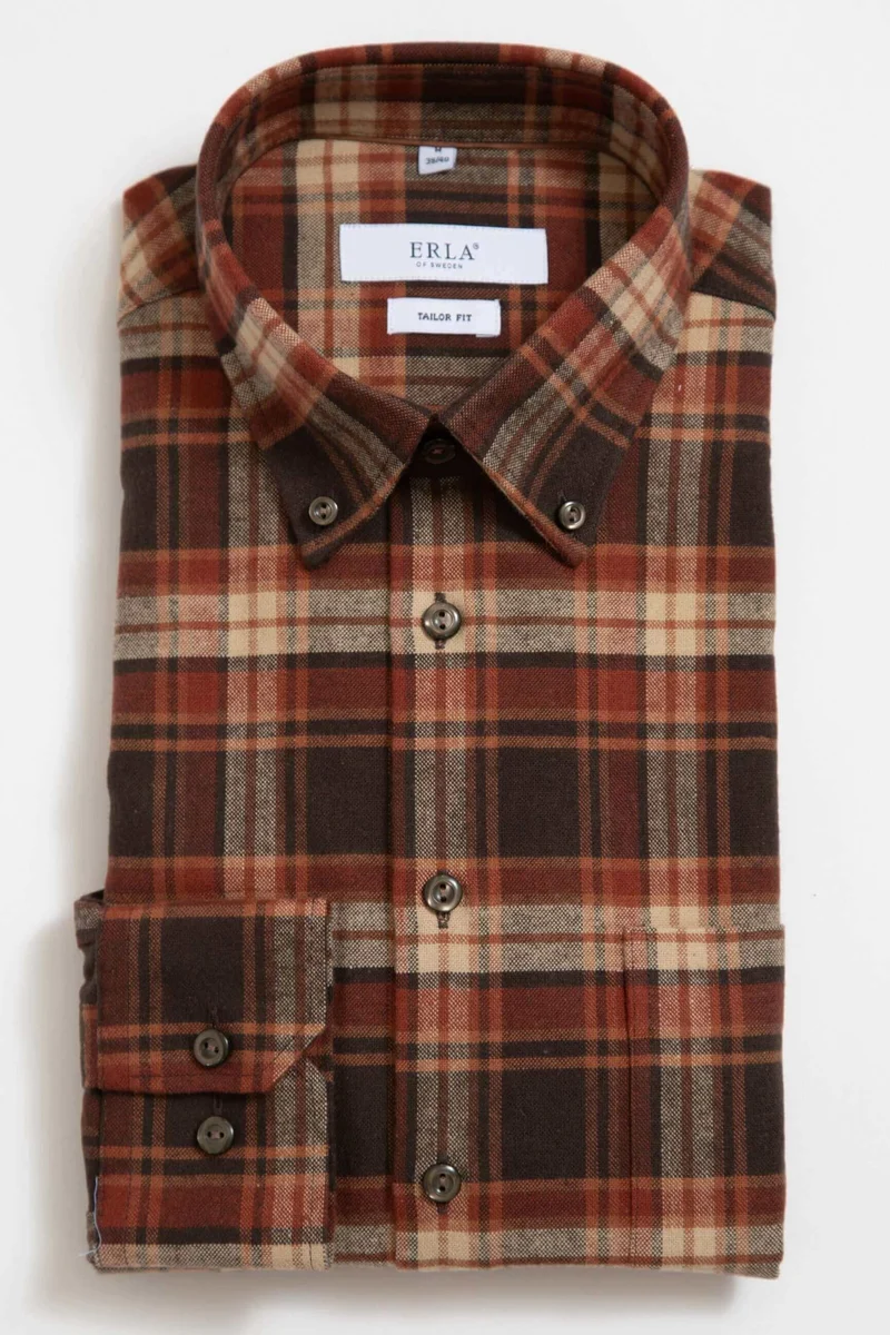 Orange Flanellskjorta Premium Button Down
