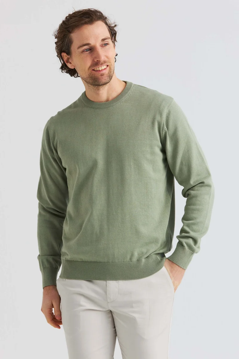 Grön bomullströja crew neck
