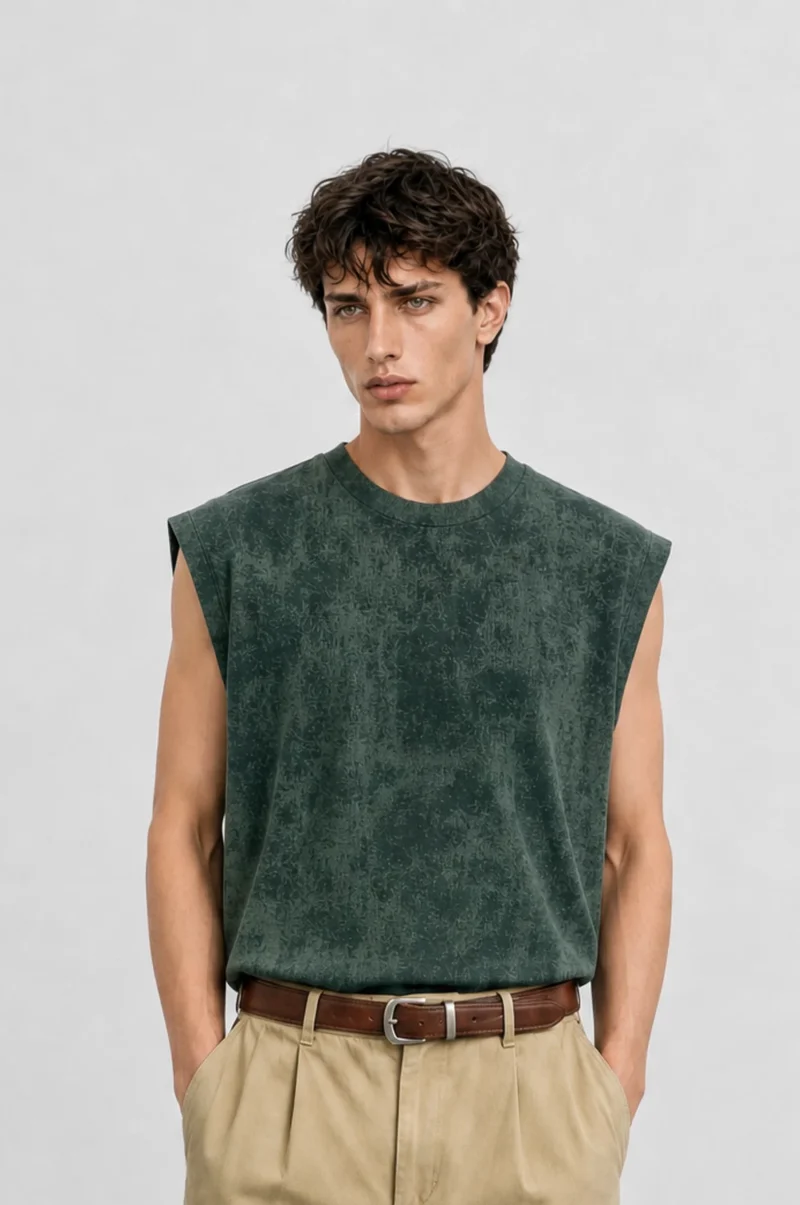 Men's Washed Tank Top, Green