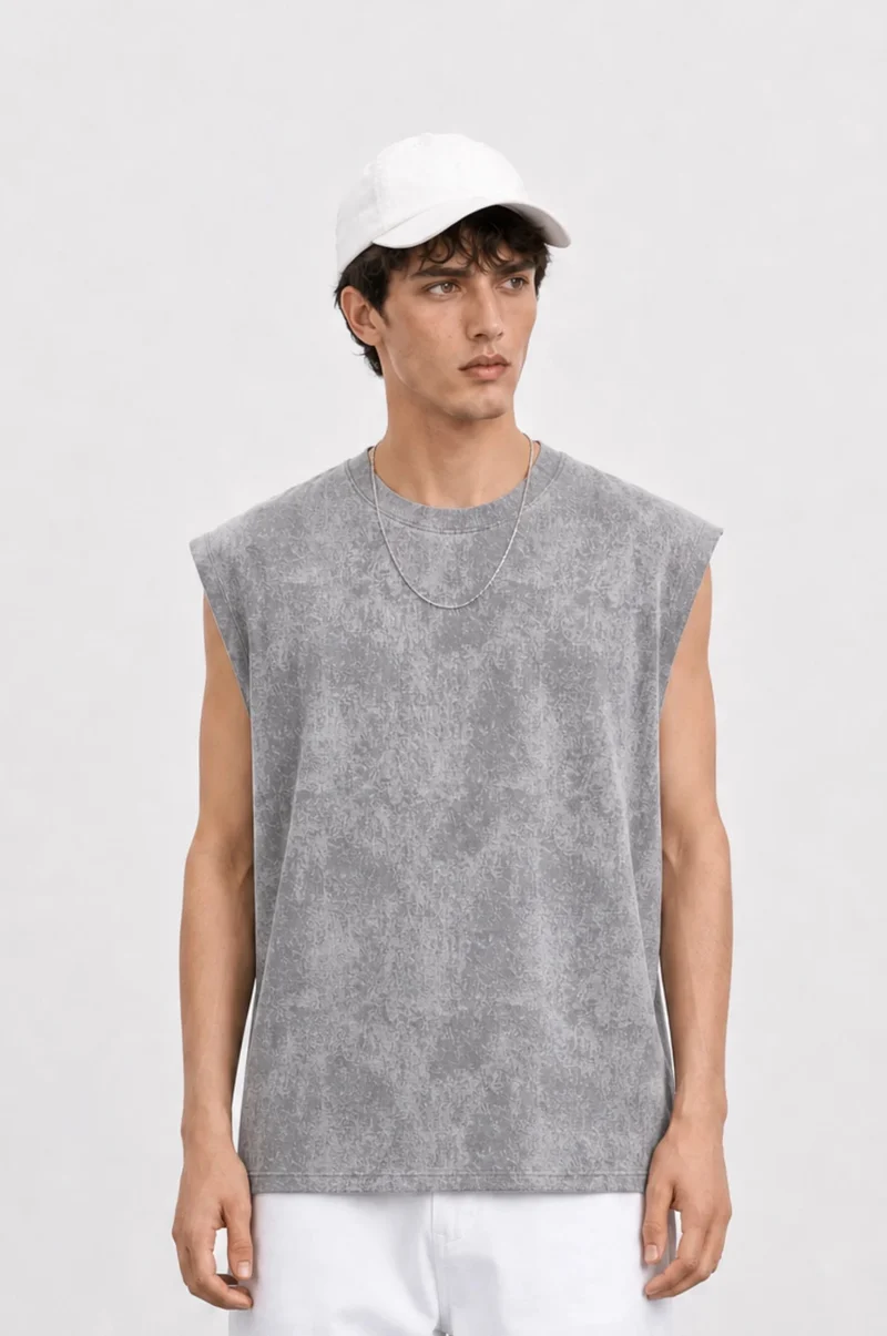 Men's Washed Tank Top Navy Gray