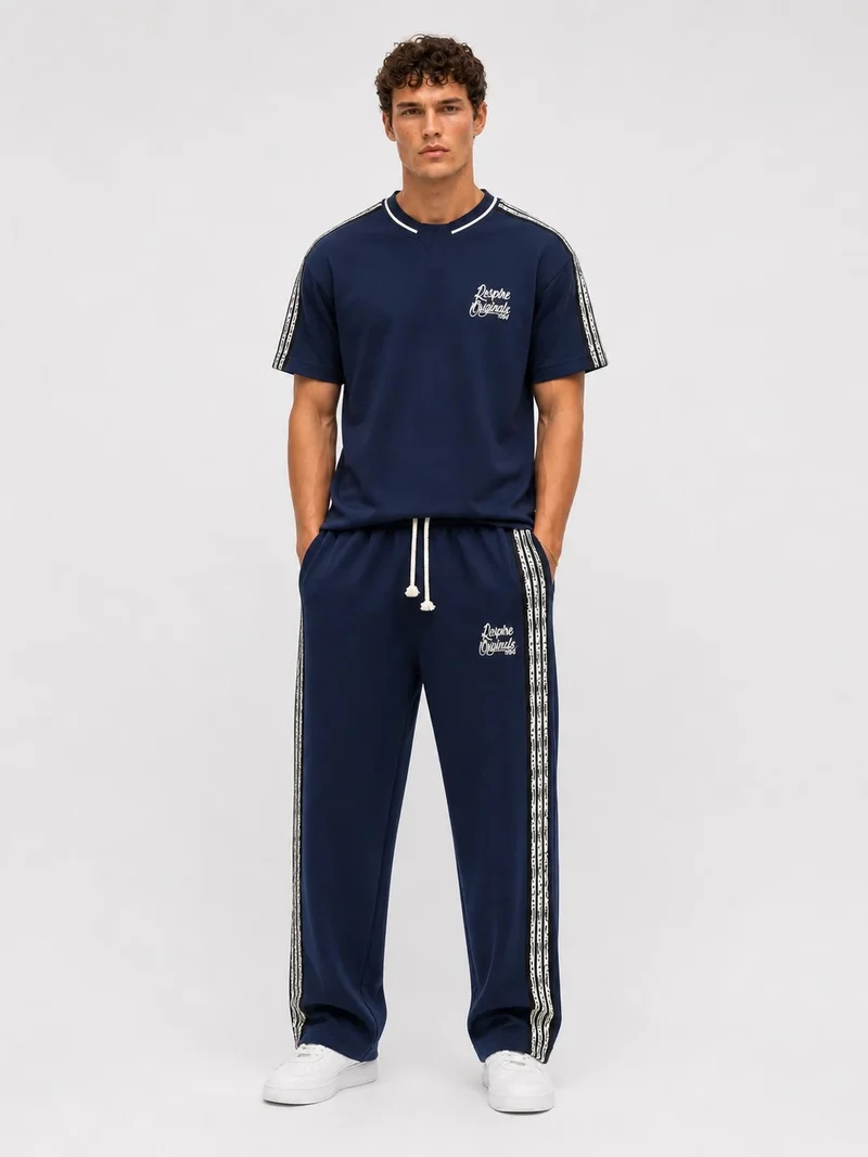 Men's Originals Striped Detail Regular Fit Tracksuit Set Navy Blue