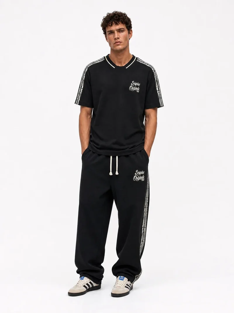 Men's Originals Striped Detail Regular Fit Tracksuit Set Black