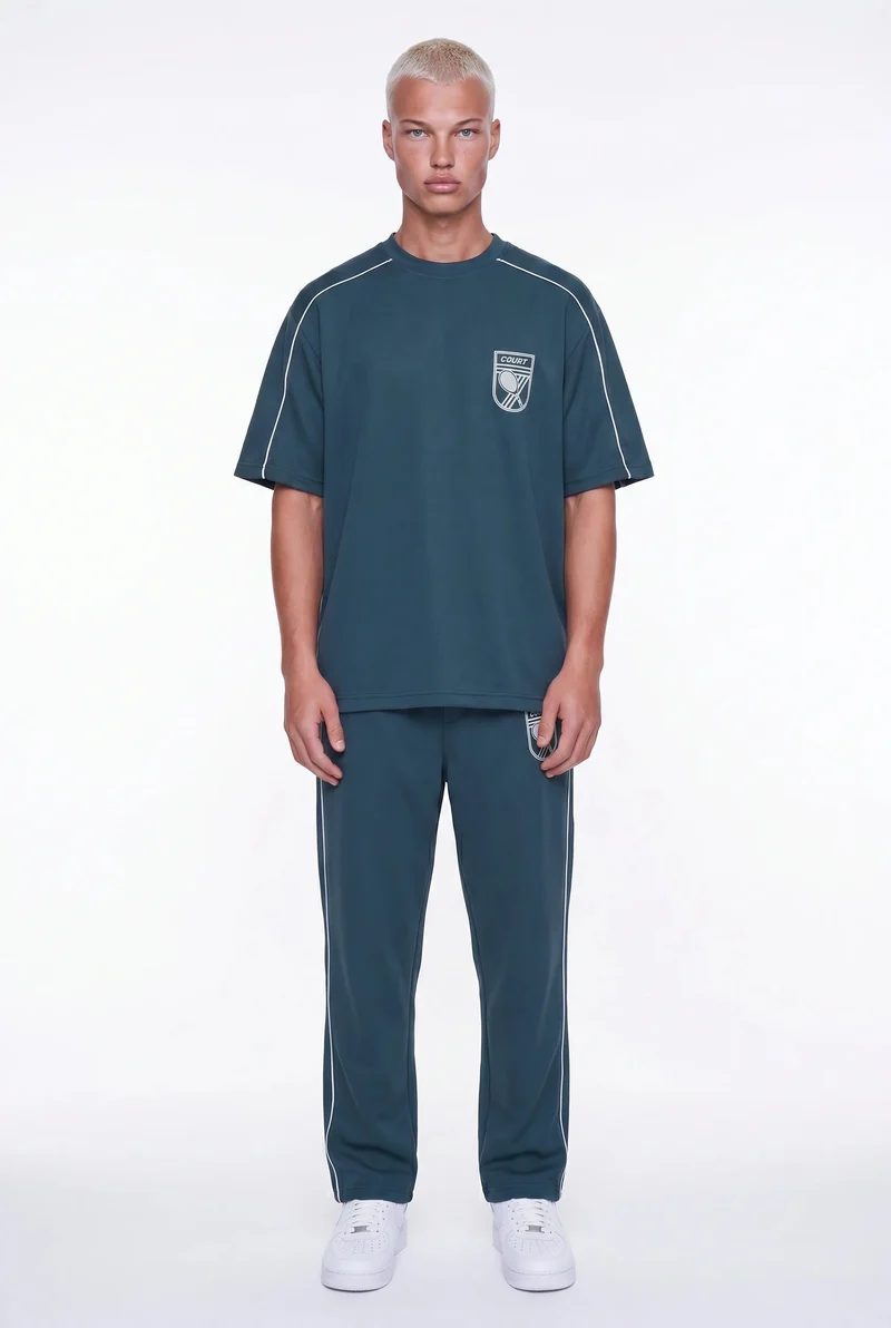Men's Court Print Regular Fit Tracksuit Set, Petrol
