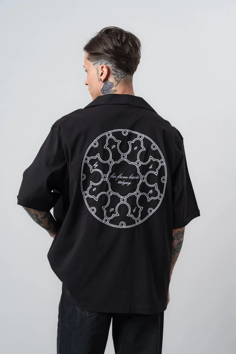 Men's Itsbyzey Embroidered Oversize Shirt Black