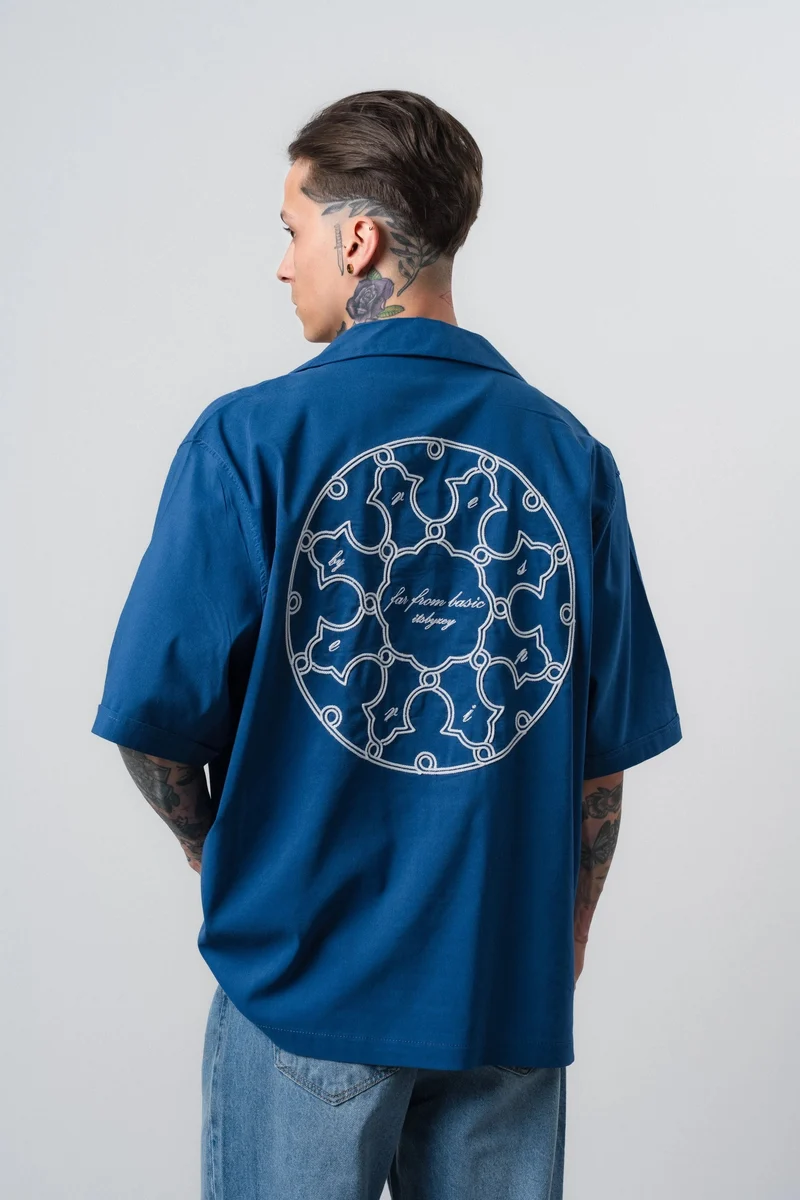 Men's Itsbyzey Embroidered Oversize Shirt Petrol