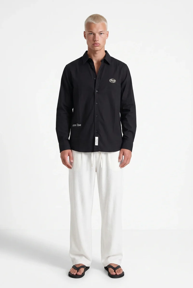 Men's Champion Embroidered Oversize Shirt, Black