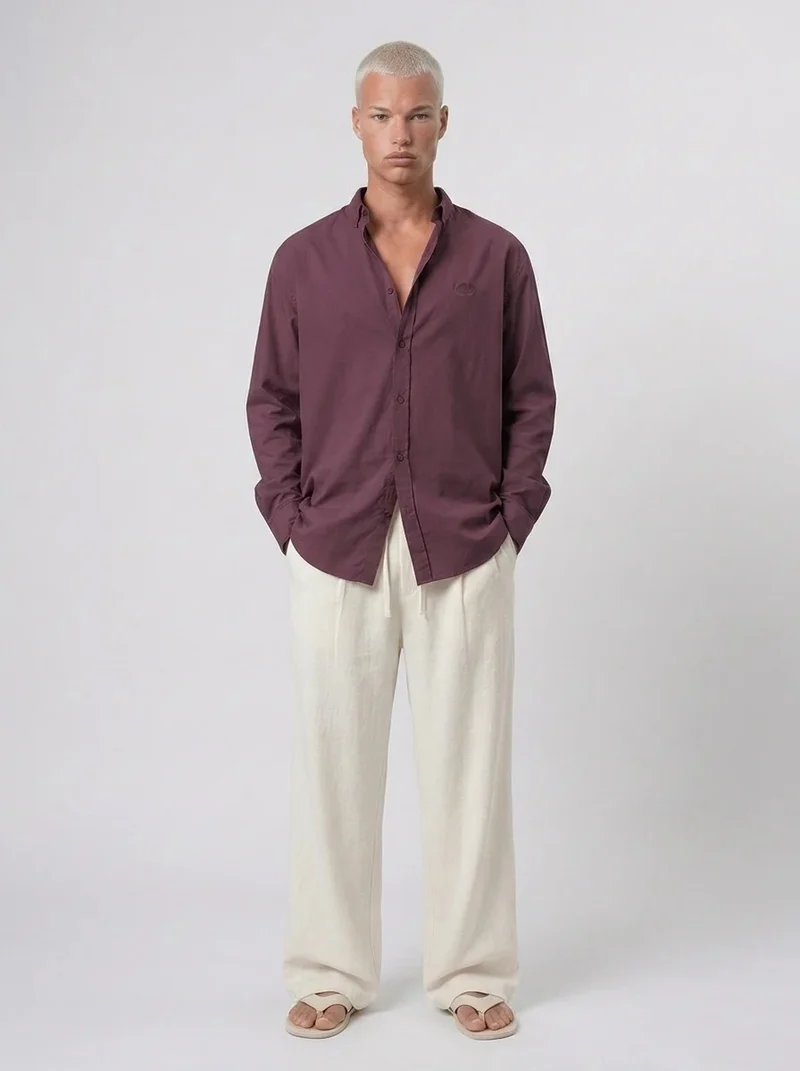 Men's Textured Plus Size Oversize Shirt Blue Plum