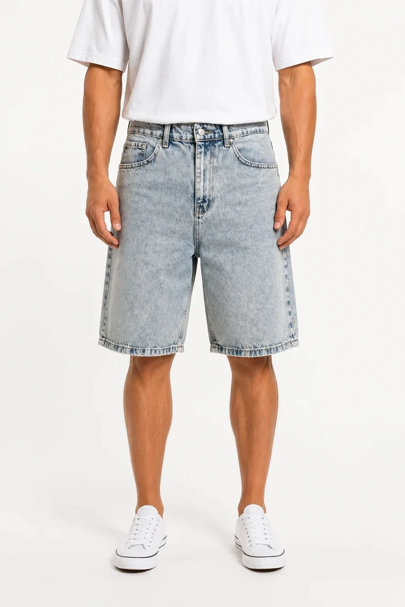 Men's Washed Jean Shorts Dark Blue